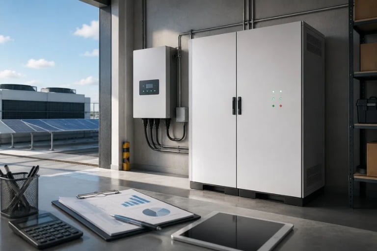 ![Commercial battery energy storage system with solar panels and cost planning documents](https://voltcrave-battery.com/wp-content/uploads/2026/06/How-Much-Does-a-100kWh-Commercial-Battery-System-Really-Cost-in-2026.jpg "Battery System Cost")
