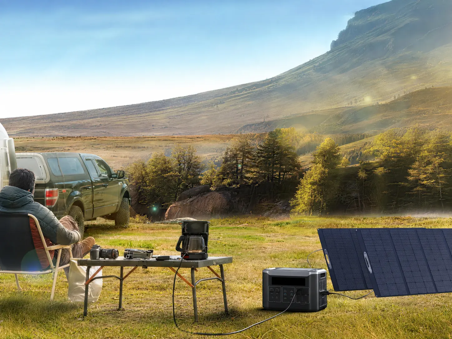 BP3000 portable power station with solar panel